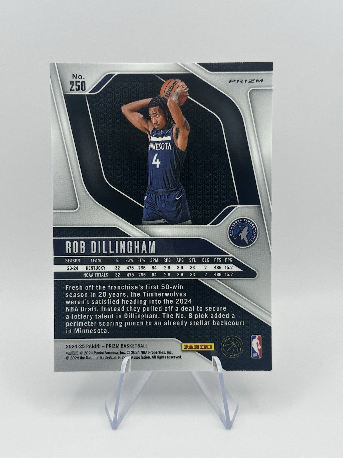 2024-25 Panini Prizm Rob Dillingham RC Pulsar #250 Minnesota Timberwolves