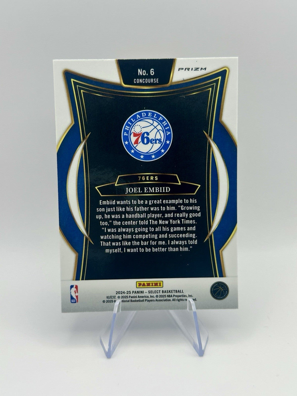 2024-25 Select Joel Embiid Blue Cracked Ice Concourse #6 Philadelphia 76ers
