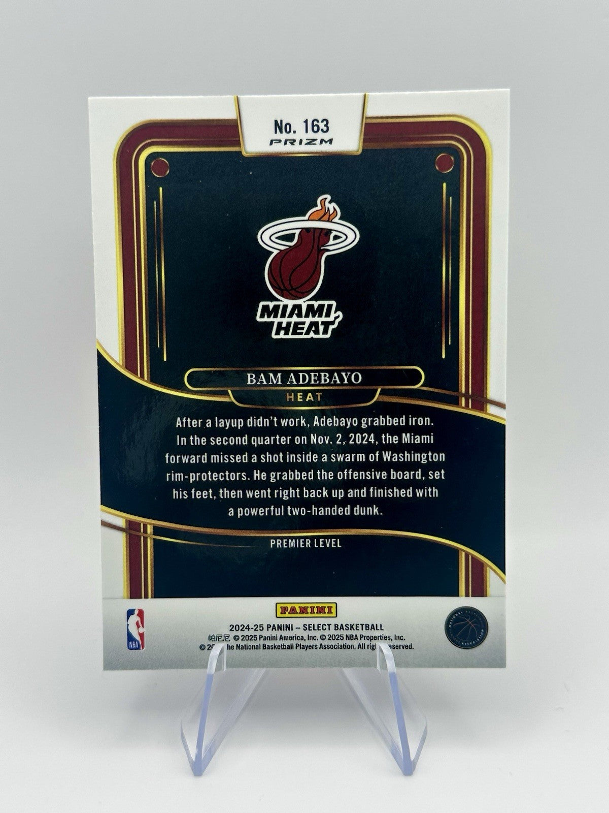 Bam Adebayo Blue Cracked Ice Panini Prizm Premier Level #163 Miami Heat Select