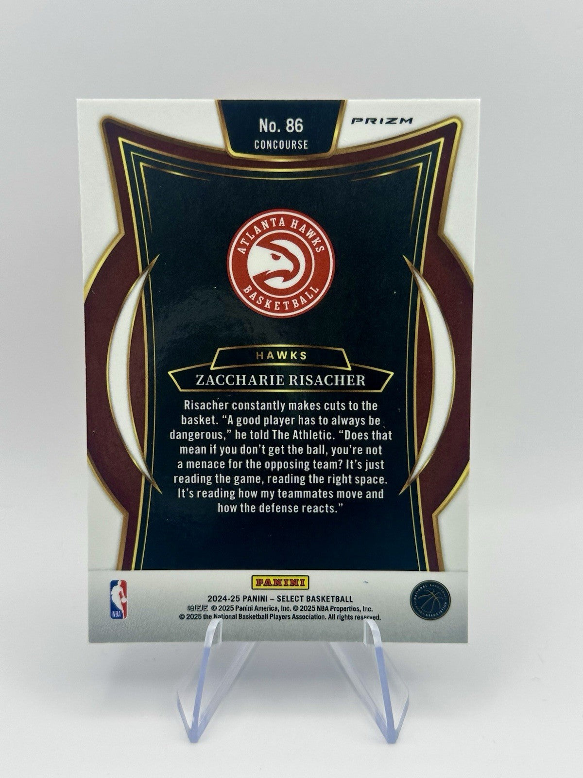 Zaccharie Risacher RC Blue Cracked Ice Panini Prizm Concourse Atlanta Hawks