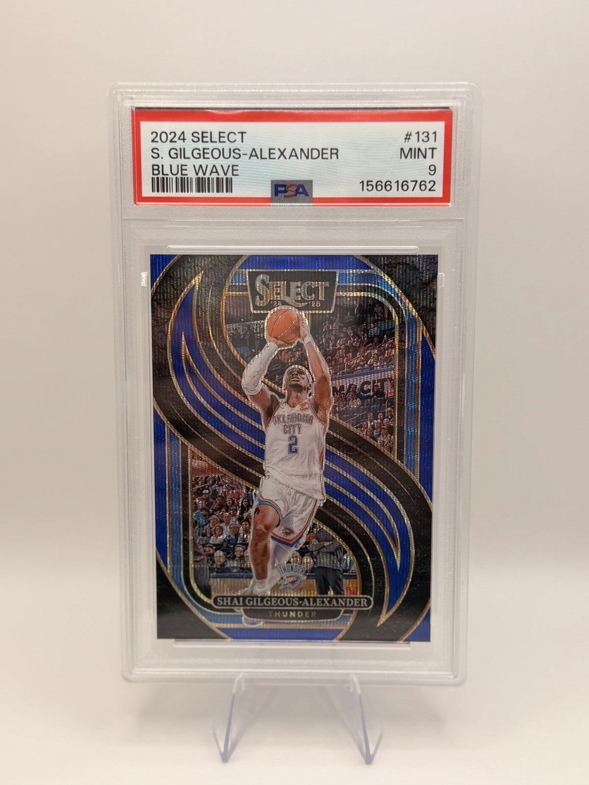 Shai Gilgeous-Alexander 2024 Select Blue Wave /75 PSA 9 Premier Level Thunder