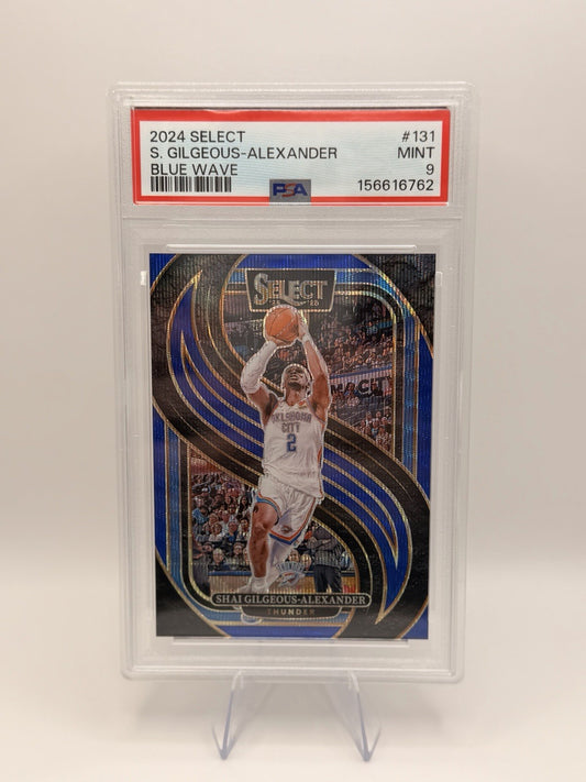 Shai Gilgeous-Alexander 2024 Select Blue Wave /75 PSA 9 Premier Level Thunder