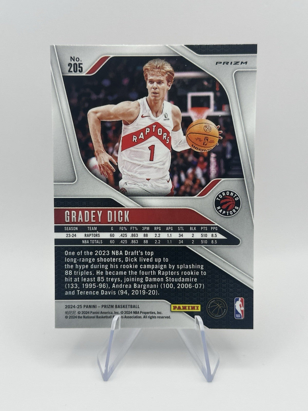 2024-25 Panini Prizm Gradey Dick Pulsar Prizm #205 Toronto Raptors NBA Card