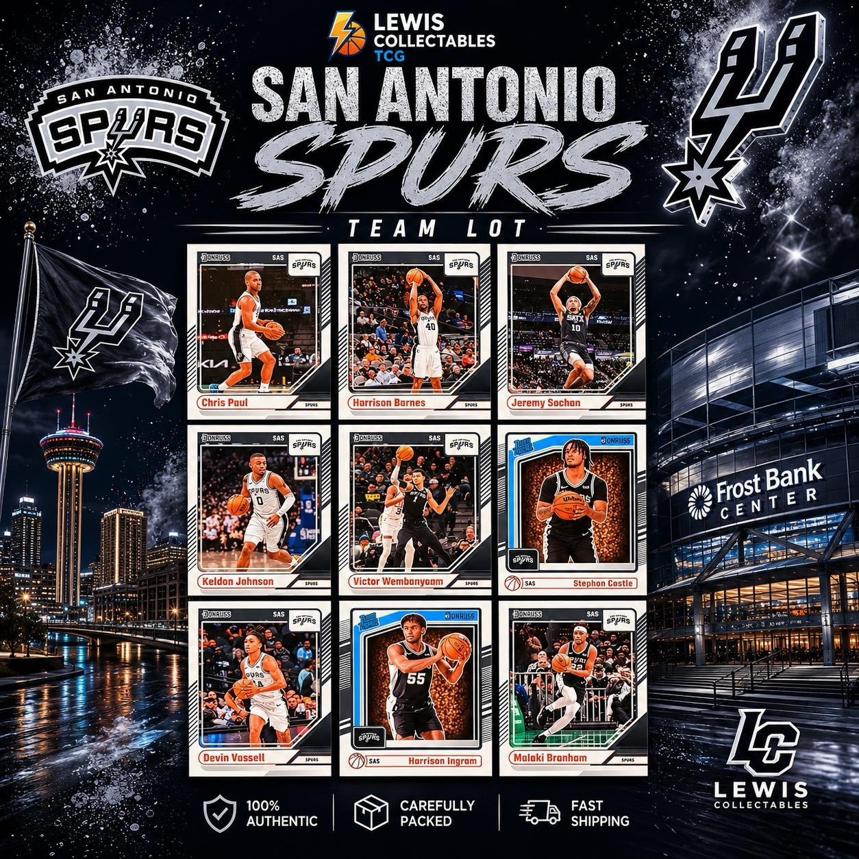 2024-25 Donruss San Antonio Spurs Team Lot Wembanyama Castle RC Ingram NBA Card