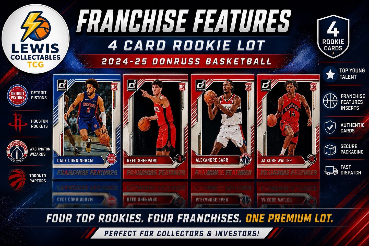2024-25 Donruss Franchise Features RC Lot Cade Cunningham Reed Sheppard Sarr