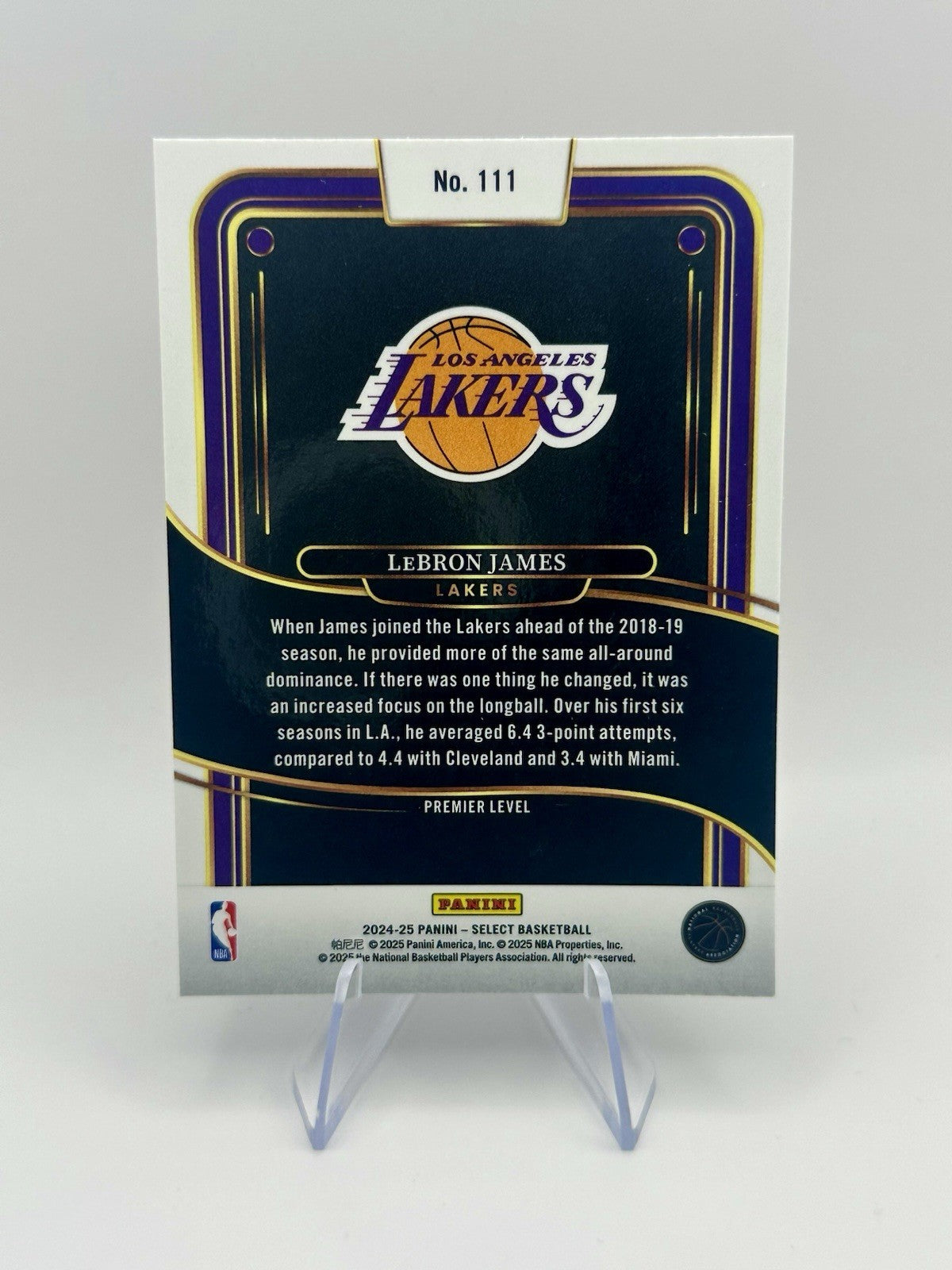 2024-25 Select LeBron James Premier Level Los Angeles Lakers #11 NBA Card