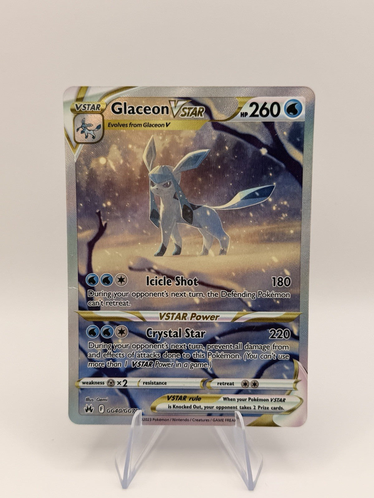 Pokemon Glaceon VSTAR GG40/GG70 Crown Zenith Galarian Gallery Ultra Rare NM