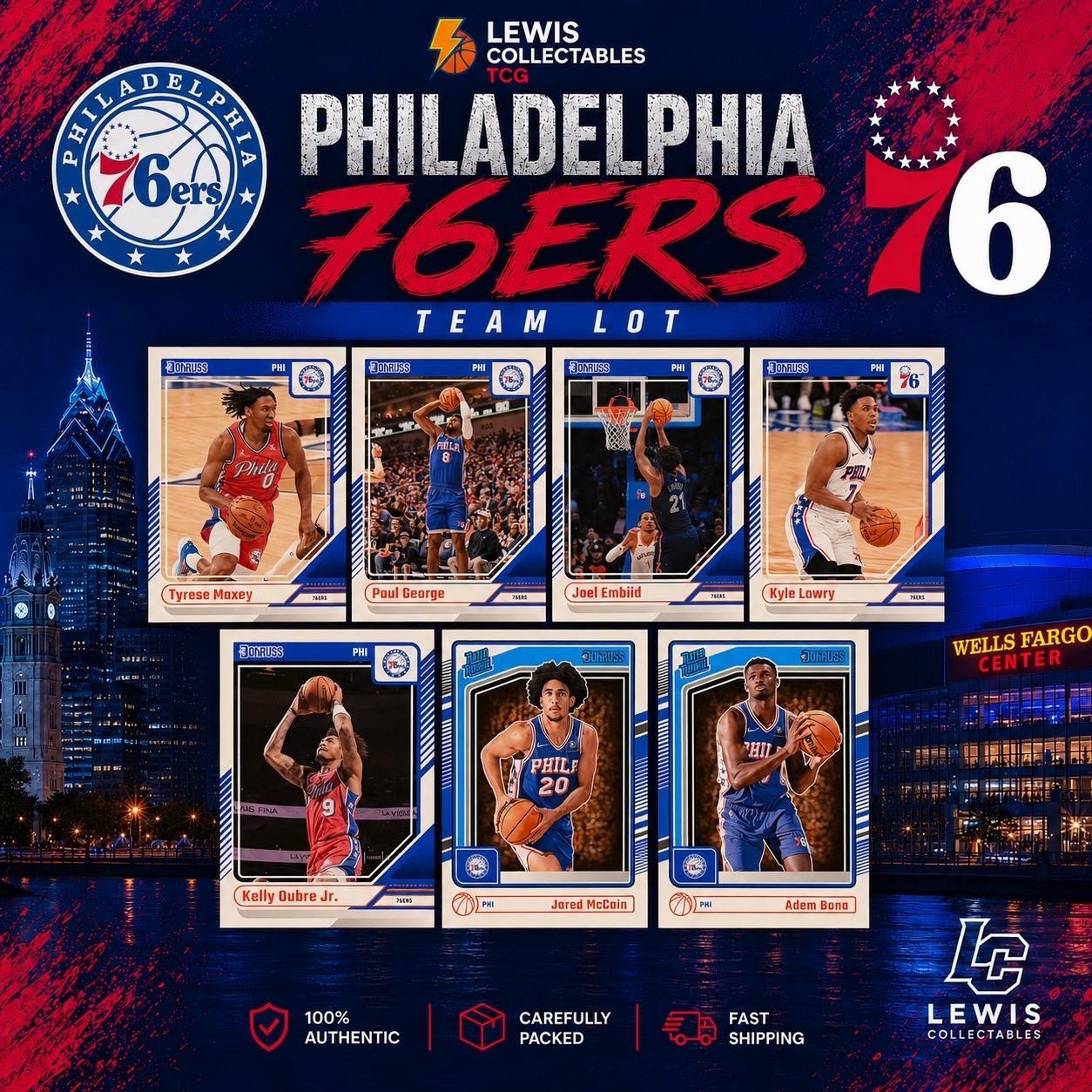 2024-25 Donruss Philadelphia 76ers Team Lot Embiid Maxey McCain NBA Card