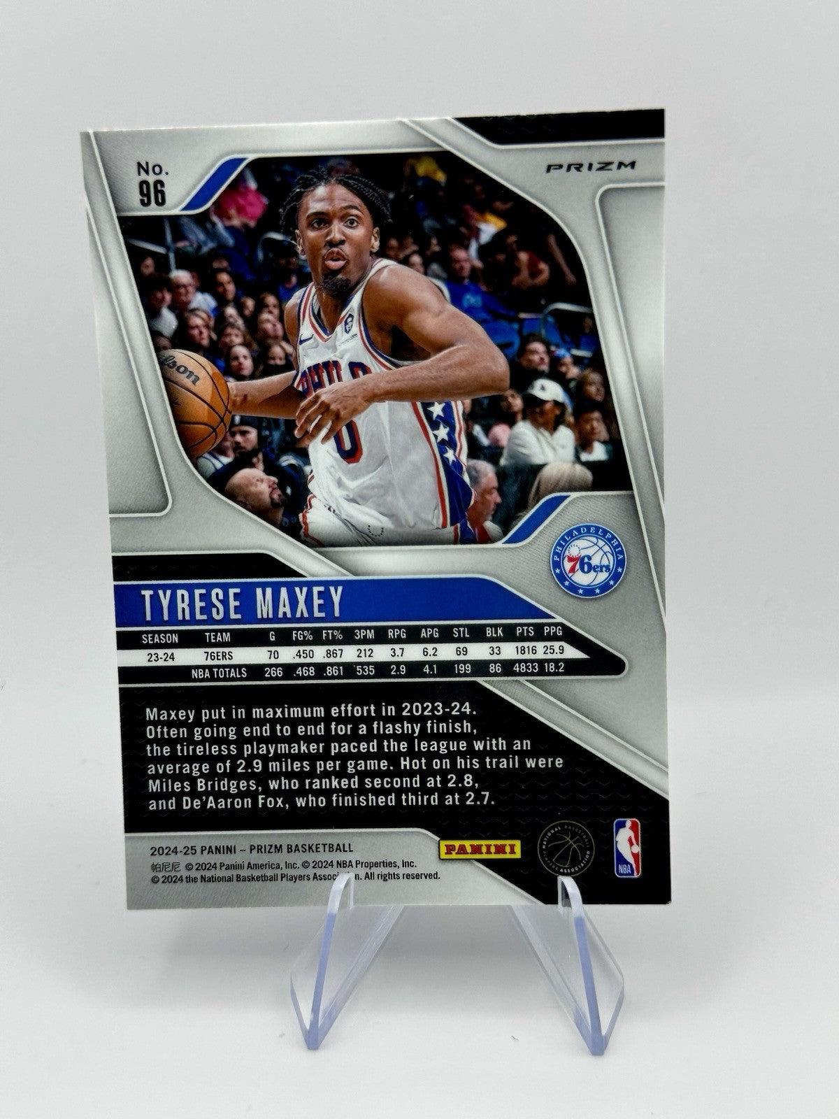 2024-25 Panini Prizm Tyrese Maxey Silver Prizm 76ers #96 NBA Card