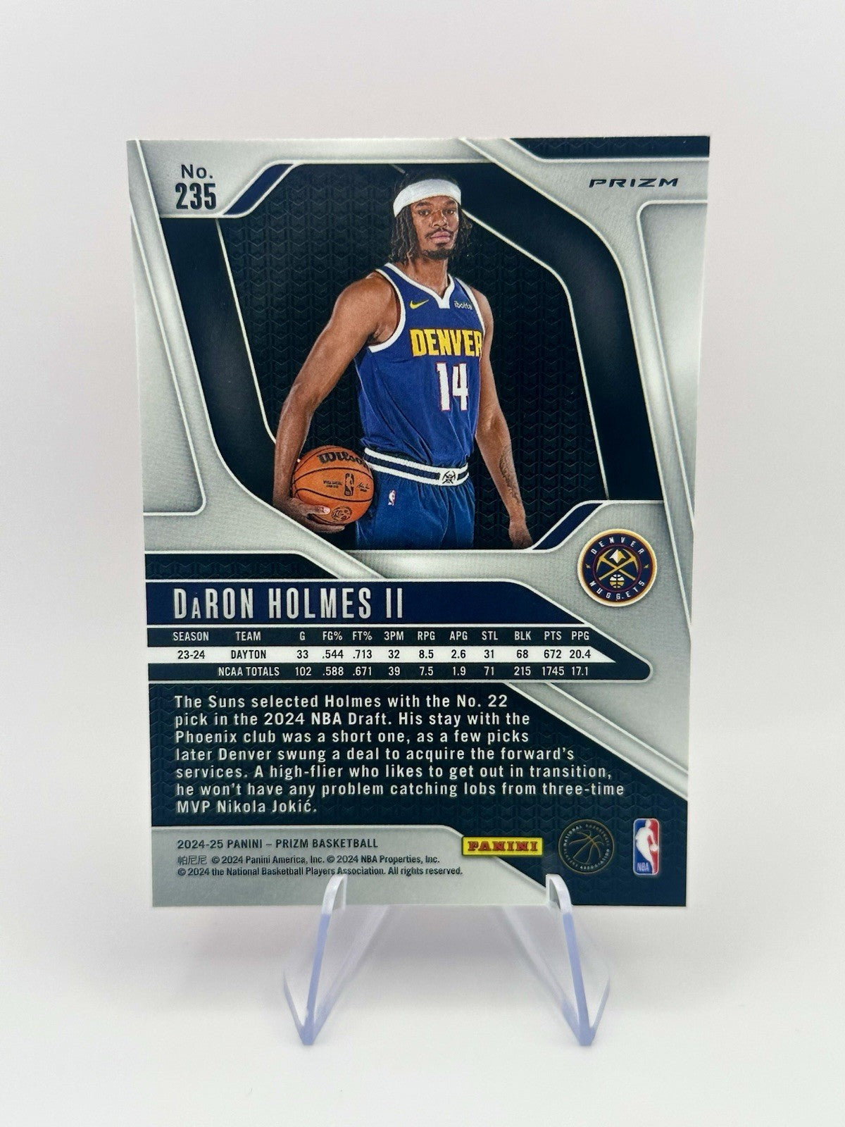 2024-25 Panini Prizm DaRon Holmes II Pink Ice #235 Denver Nuggets NBA Card
