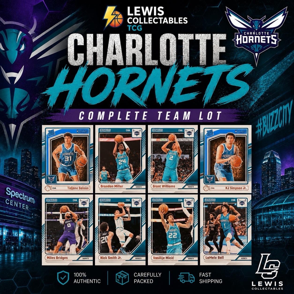 2024-25 Donruss Charlotte Hornets Team Lot LaMelo Ball Brandon Miller NM