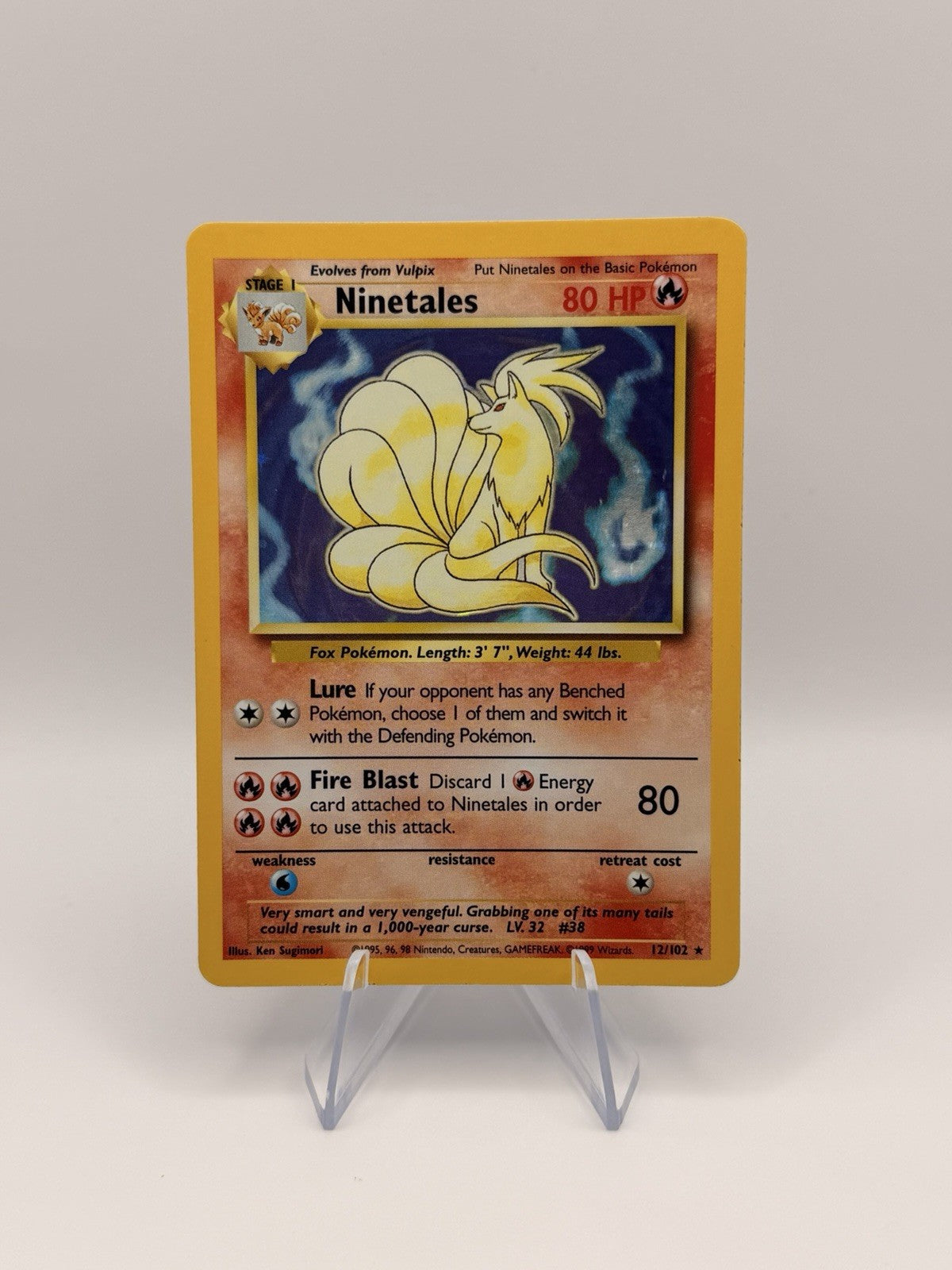 1999 Pokemon Base Set Ninetales 12/102 Holo Rare Vintage WOTC English