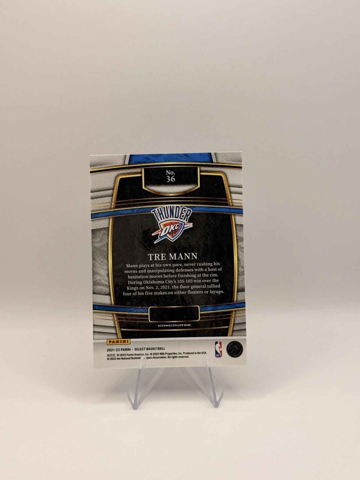 2021-22 Panini Select Tre Mann RC Concourse Rookie #36 Oklahoma City Thunder