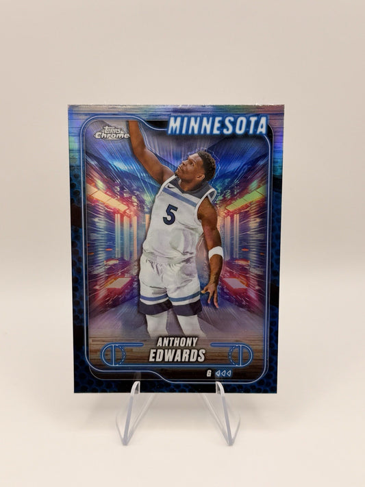 2024-25 Topps Chrome Anthony Edwards Blue Refractor Minnesota #77 NM