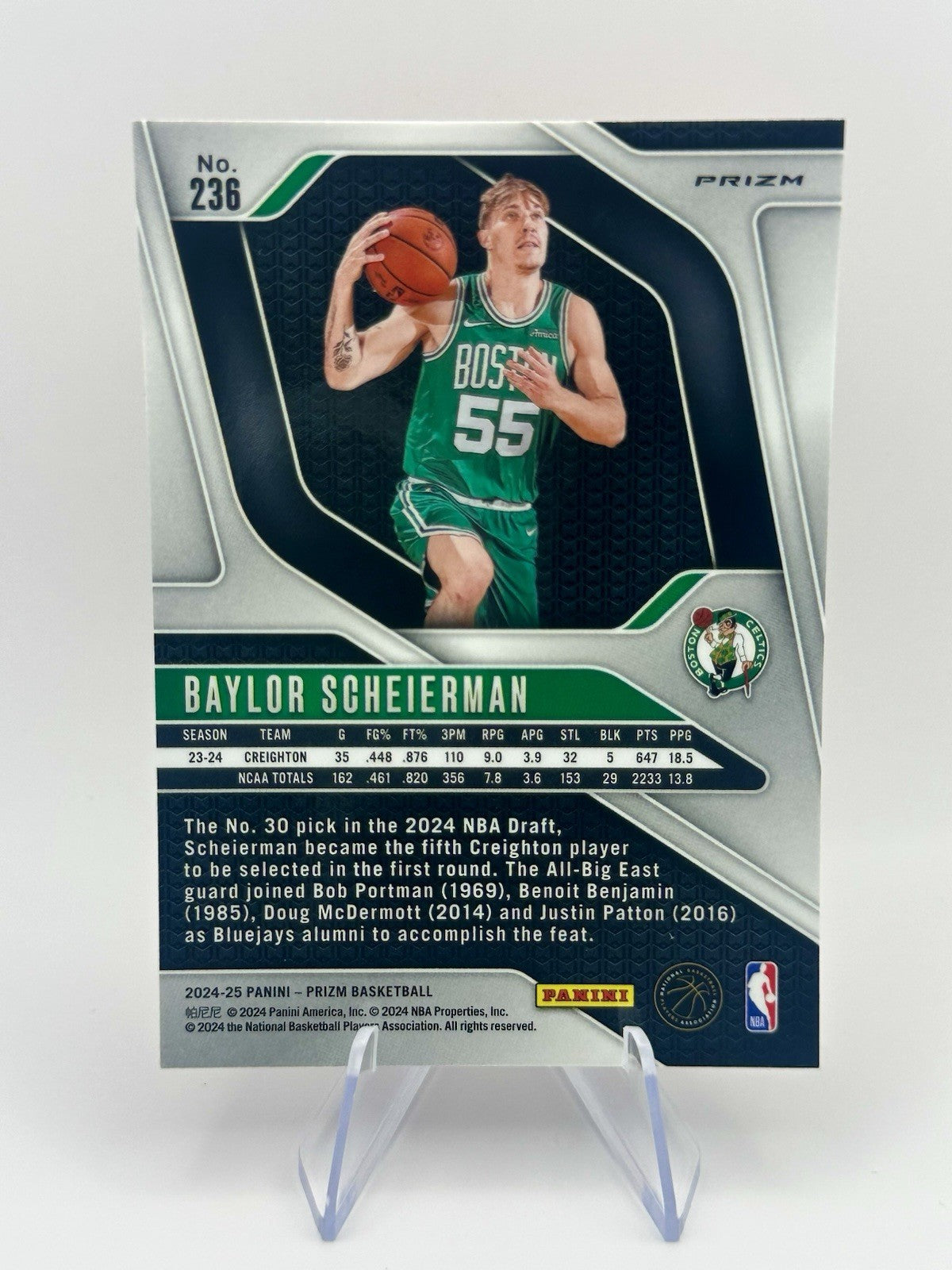 2024-25 Panini Prizm Baylor Scheierman Red RC #236 Boston Celtics NBA Card