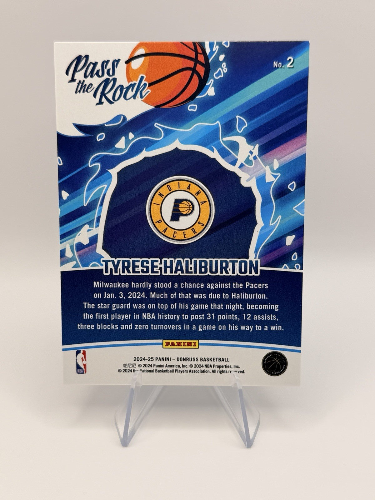 2024-25 Panini Donruss Pass The Rock Tyrese Haliburton Insert Indiana Pacers #2