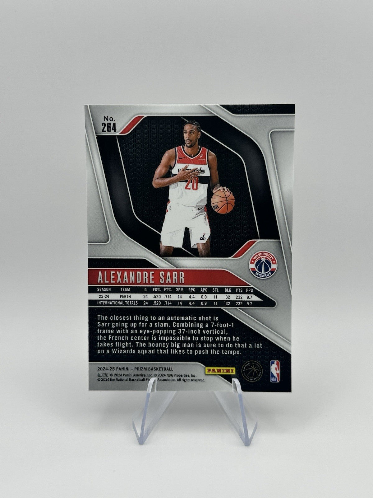 2024-25 Panini Prizm #264 Alexandre Sarr RC Washington Wizards NBA Card