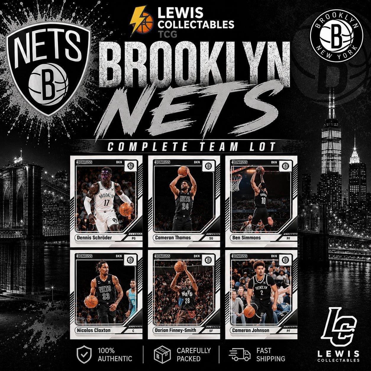 2024-25 Donruss Brooklyn Nets Team Lot Cam Thomas Simmons Johnson NM NBA Card