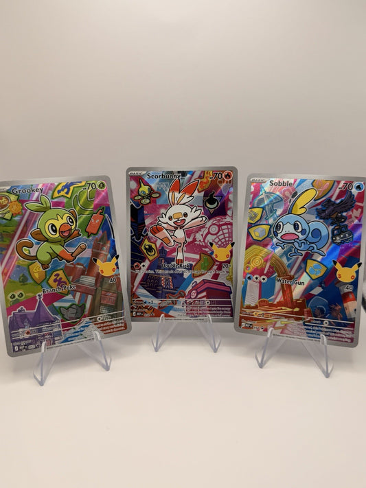 Pokemon First Partner Illustration Series 2 Promo Set Grookey Scorbunny Sobble