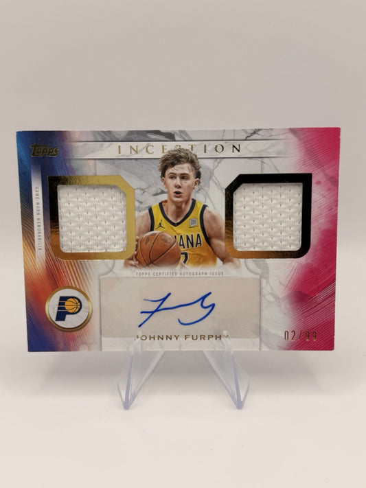 Johnny Furphy 2025-26 Topps Inception Auto Dual Relic /99 Pacers FF-JF