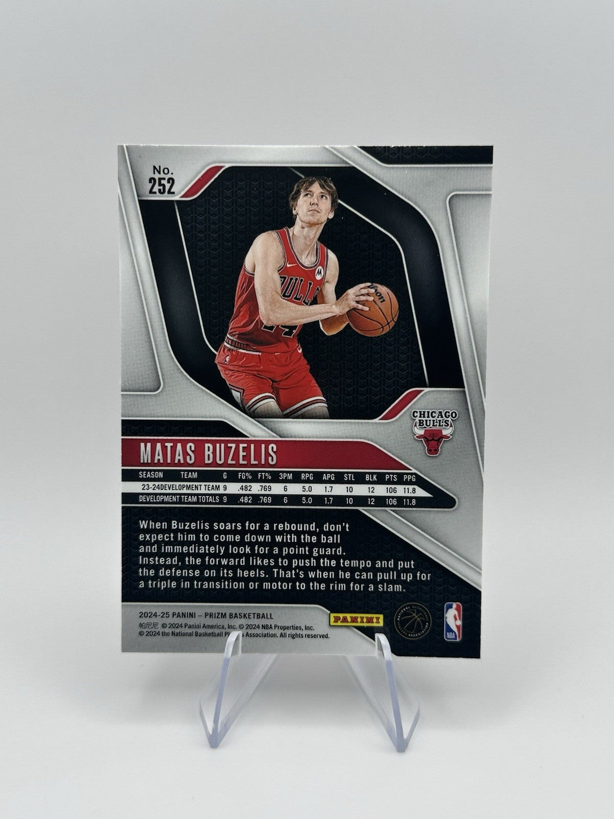 2024-25 Panini Prizm #252 Matas Buzelis RC Chicago Bulls NBA Card