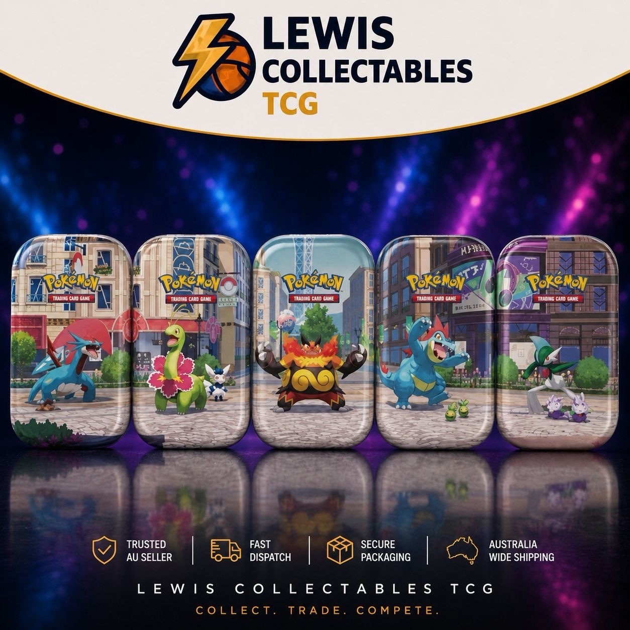 Pokemon TCG Lumiose City Mini Tins Complete Set Of 5 Arts Free Tracked Postage