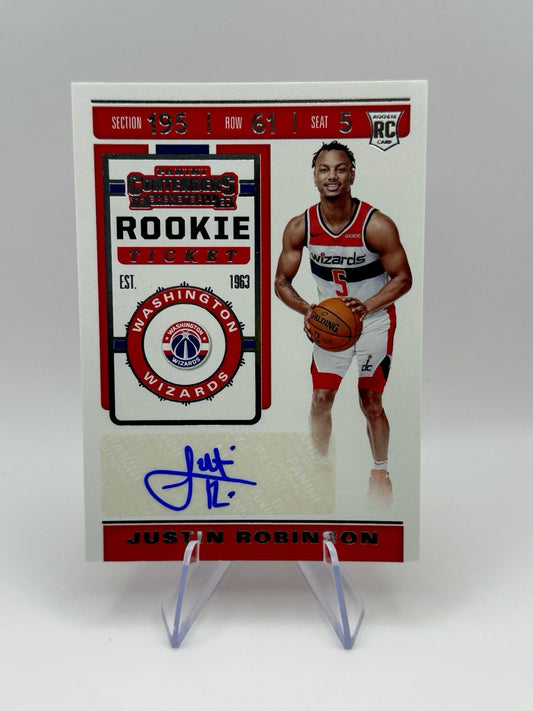 Panini Contenders Justin Robinson RC Auto RC Ticket Washington Wizards NBA Card