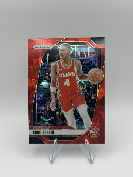 2024-25 Panini Prizm Red Cracked Ice RC Atlanta Hawks #166 Kobe Bufkin NBA Card