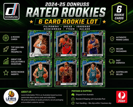 2024-25 Donruss Rated Rookie Lot x6 RC Shead Salaun Tyson Green Lazer NBA Card