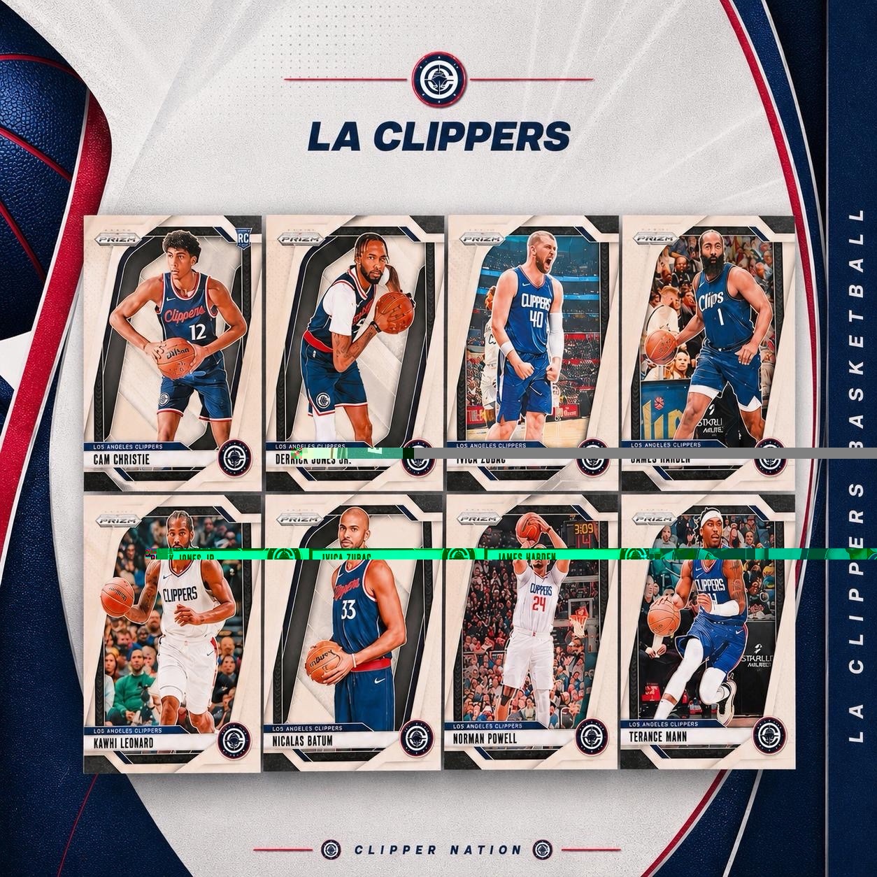 LA Clippers Team Lot Panini Prizm Cards Harden Leonard Zubac Christie RC NM