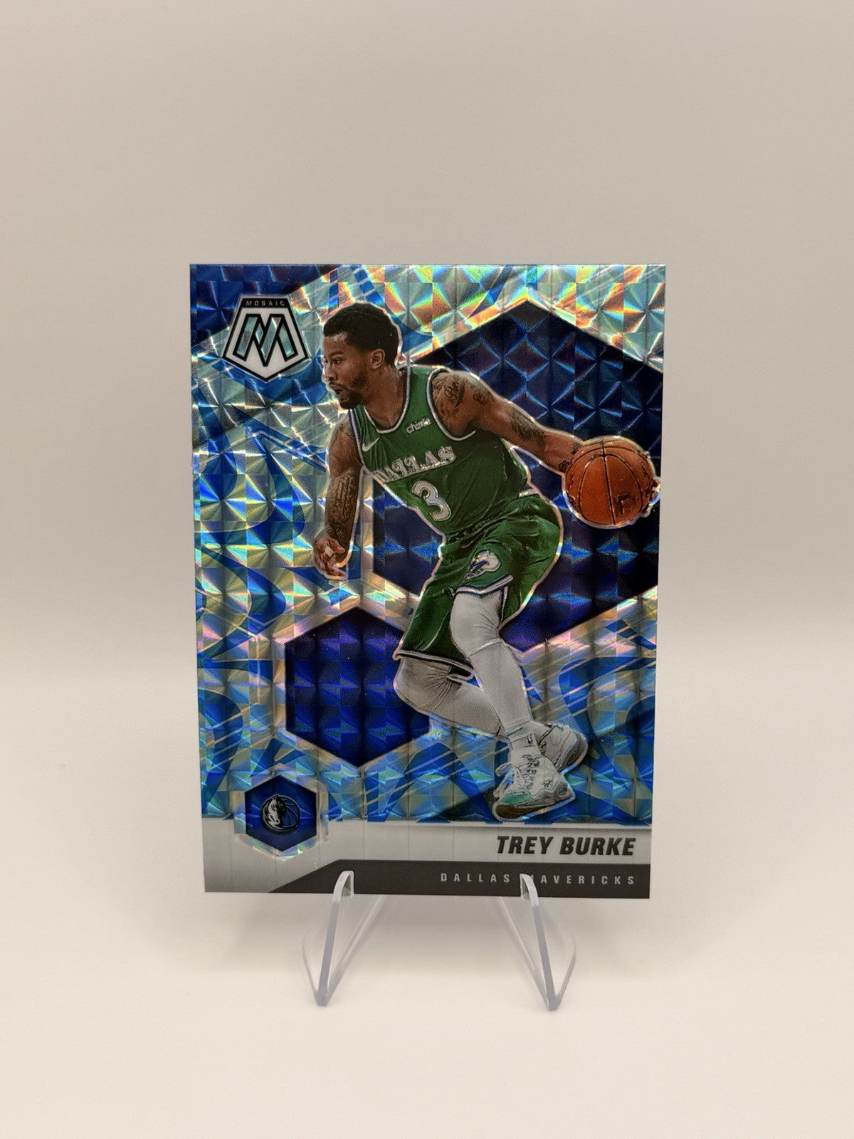 2020-21 Panini Mosaic Trey Burke Blue Mosaic Prizm #110 Dallas Mavericks