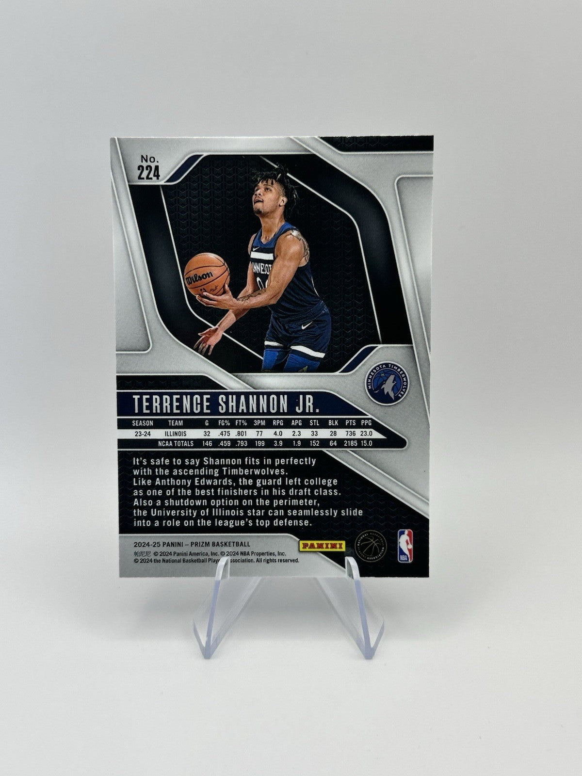 2024-25 Panini Prizm RC #224 Minnesota Timberwolves Terrence Shannon Jr NBA Card