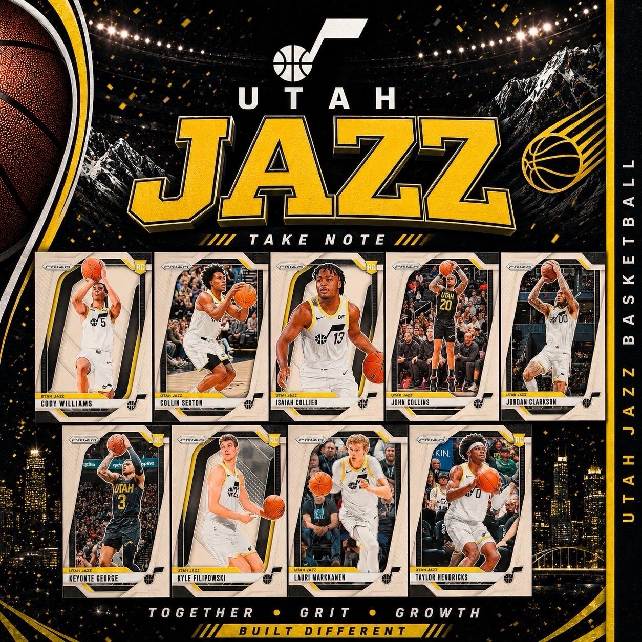 2024-25 Panini Prizm Utah Jazz Team Lot Markkanen Collier George RC NBA Card