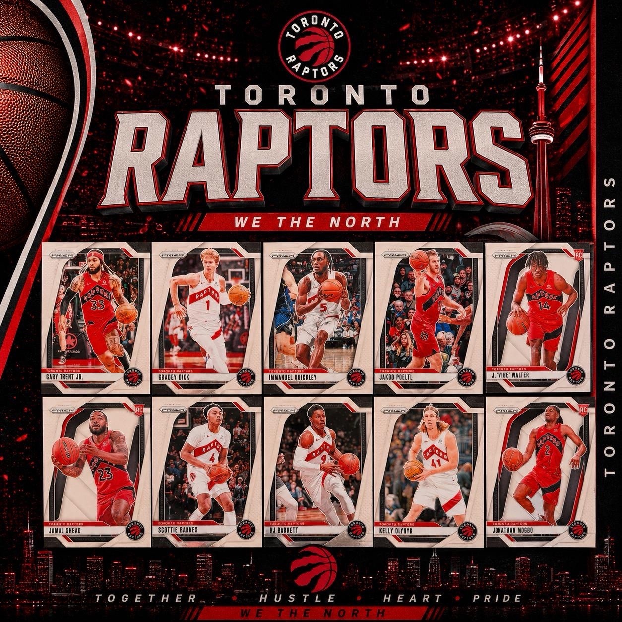 2024-25 Panini Prizm Toronto Raptors Team Lot Barnes Dick Barrett RC NBA Card