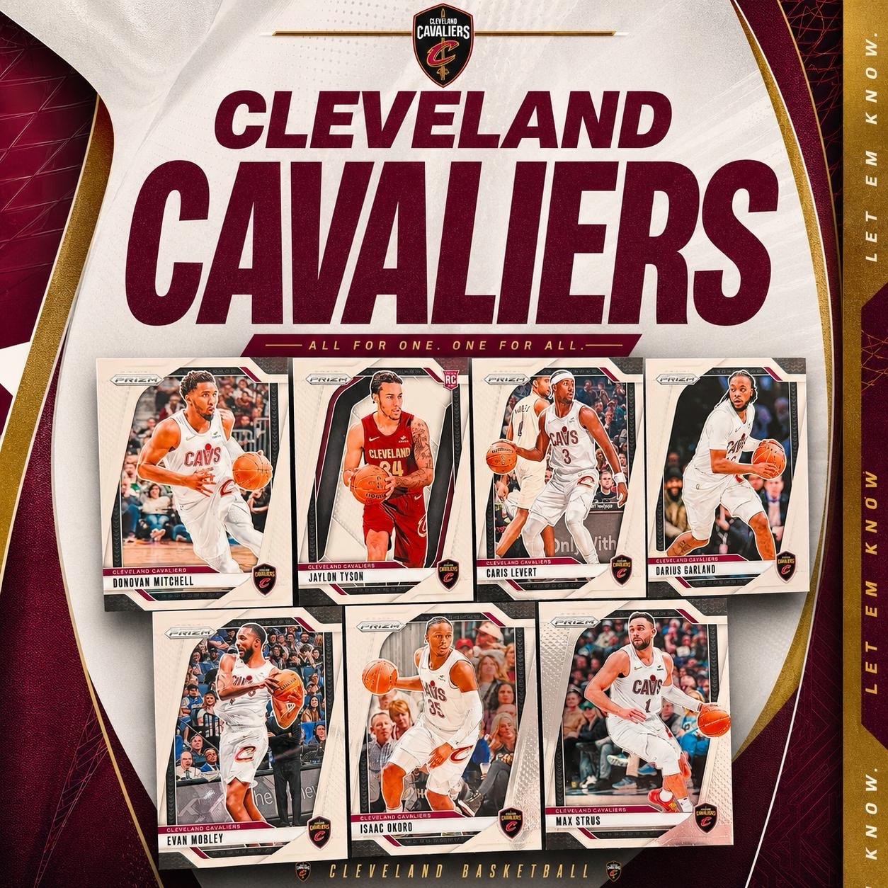 Cleveland Cavaliers Team Lot Panini Prizm Cards Mitchell Garland Mobley RC