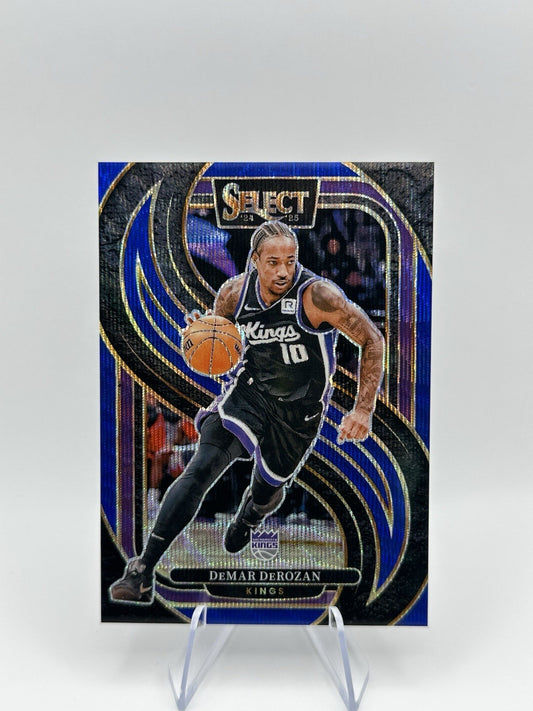 DeMar DeRozan 2024 Panini Select #122 Blue Wave Prizm Premier/75 NBA Card