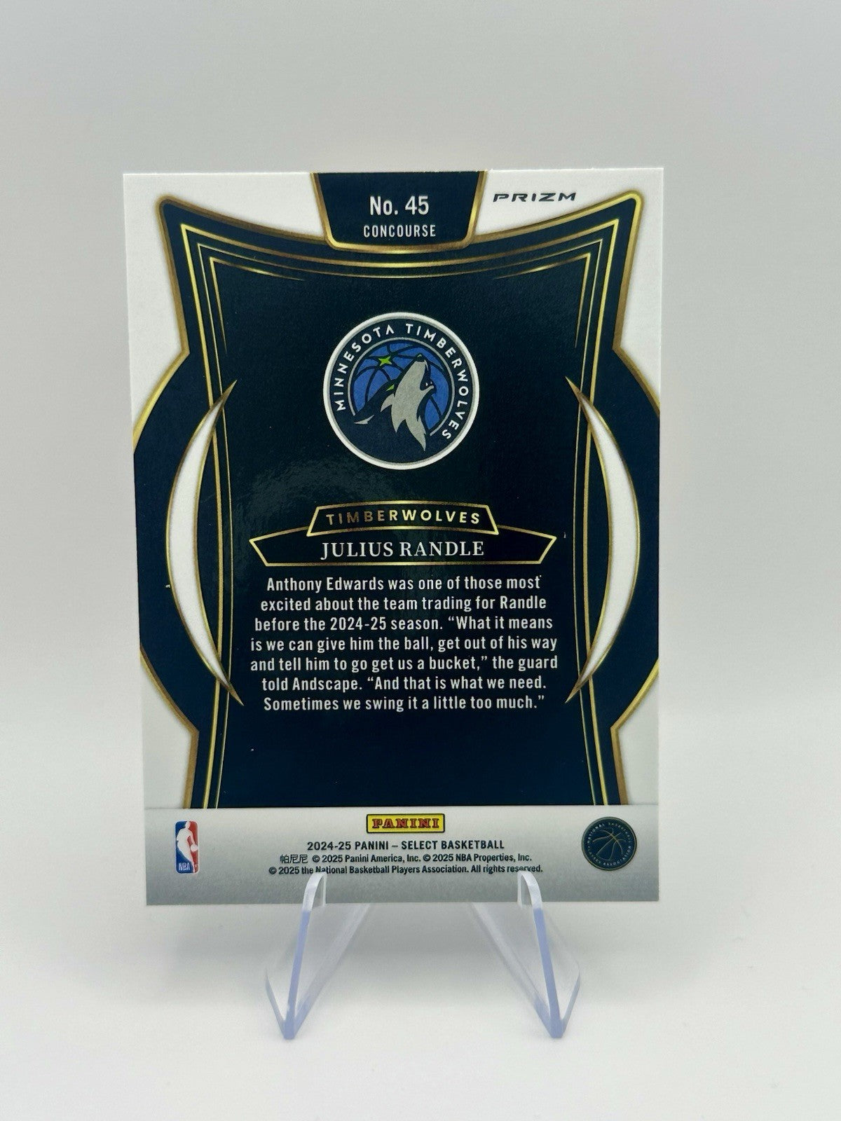 2024-25 Panini Select #45 Concourse Silver Prizm Julius Randle NBA Card