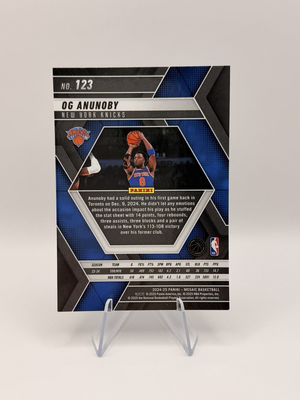 2024-25 Panini Mosaic OG Anunoby New York Knicks #123 NBA Card