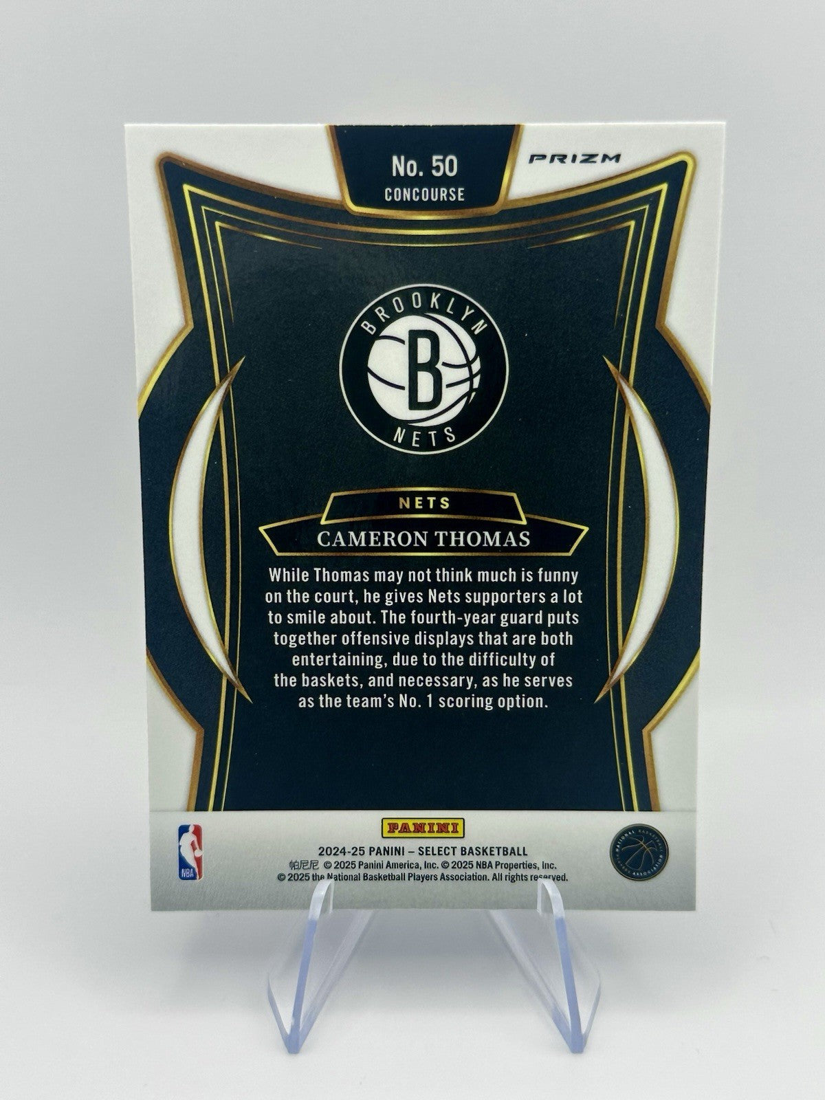 2024-25 Select Cameron Thomas Blue Cracked Ice Brooklyn Nets #50 NBA Card