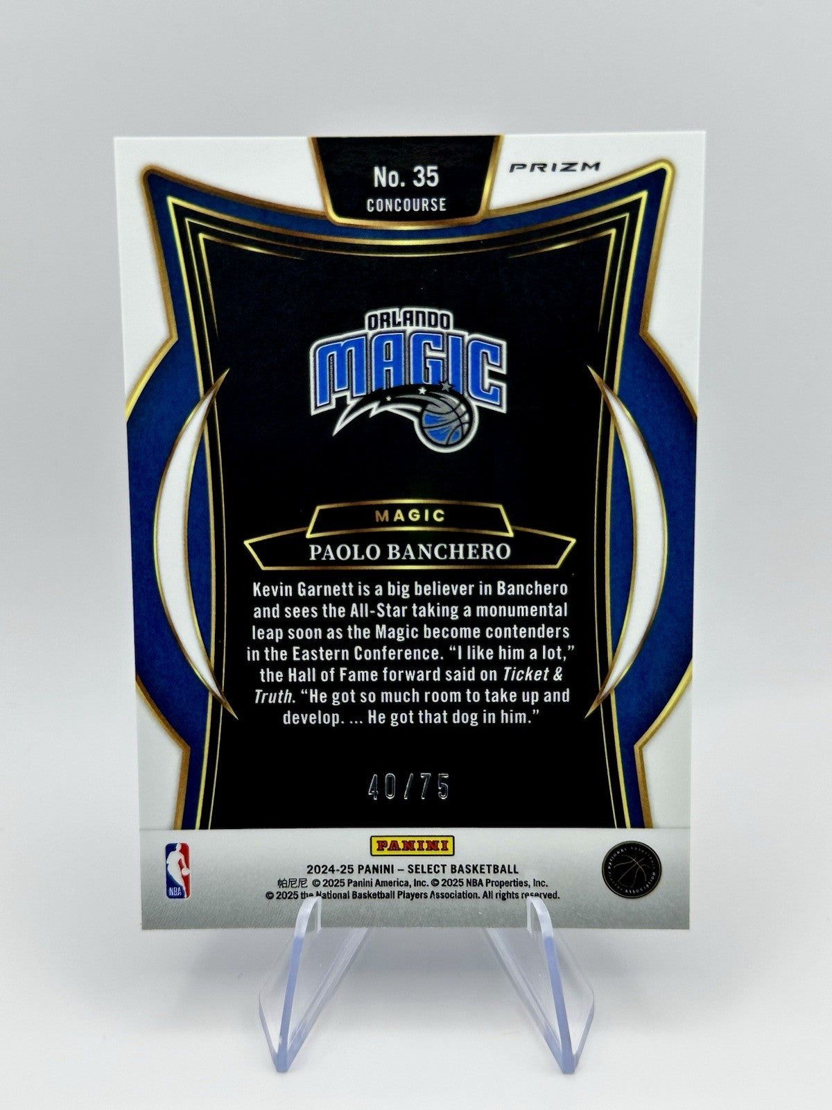 2024-25 Select Paolo Banchero Blue #35/75 Orlando Magic Concourse NBA Card