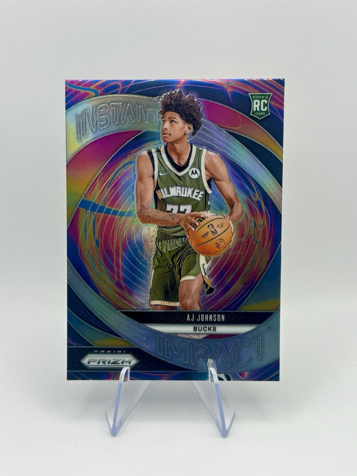 2024-25 Prizm #11 AJ Johnson Instant Impact Prizms Silver RC Milwaukee Bucks
