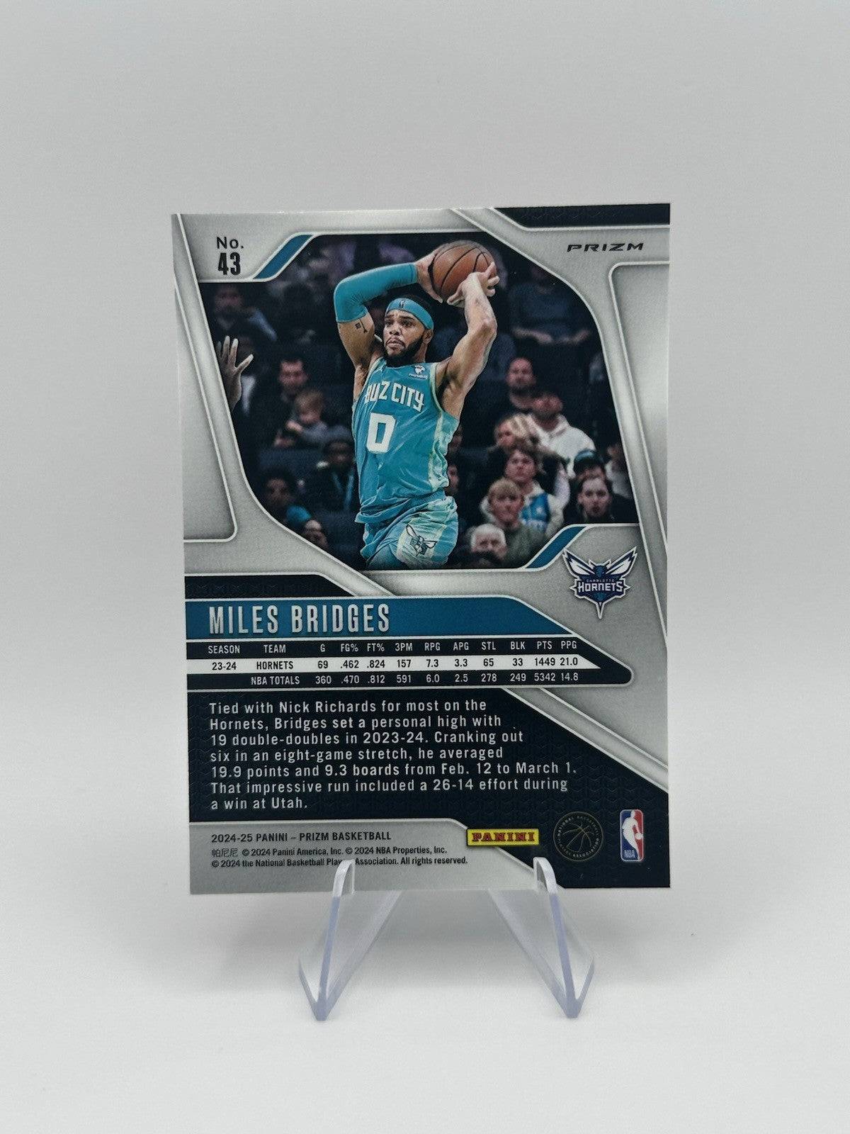 2024-25 Panini Prizm Red Prizm Charlotte Hornets #43 Miles Bridges NBA Card