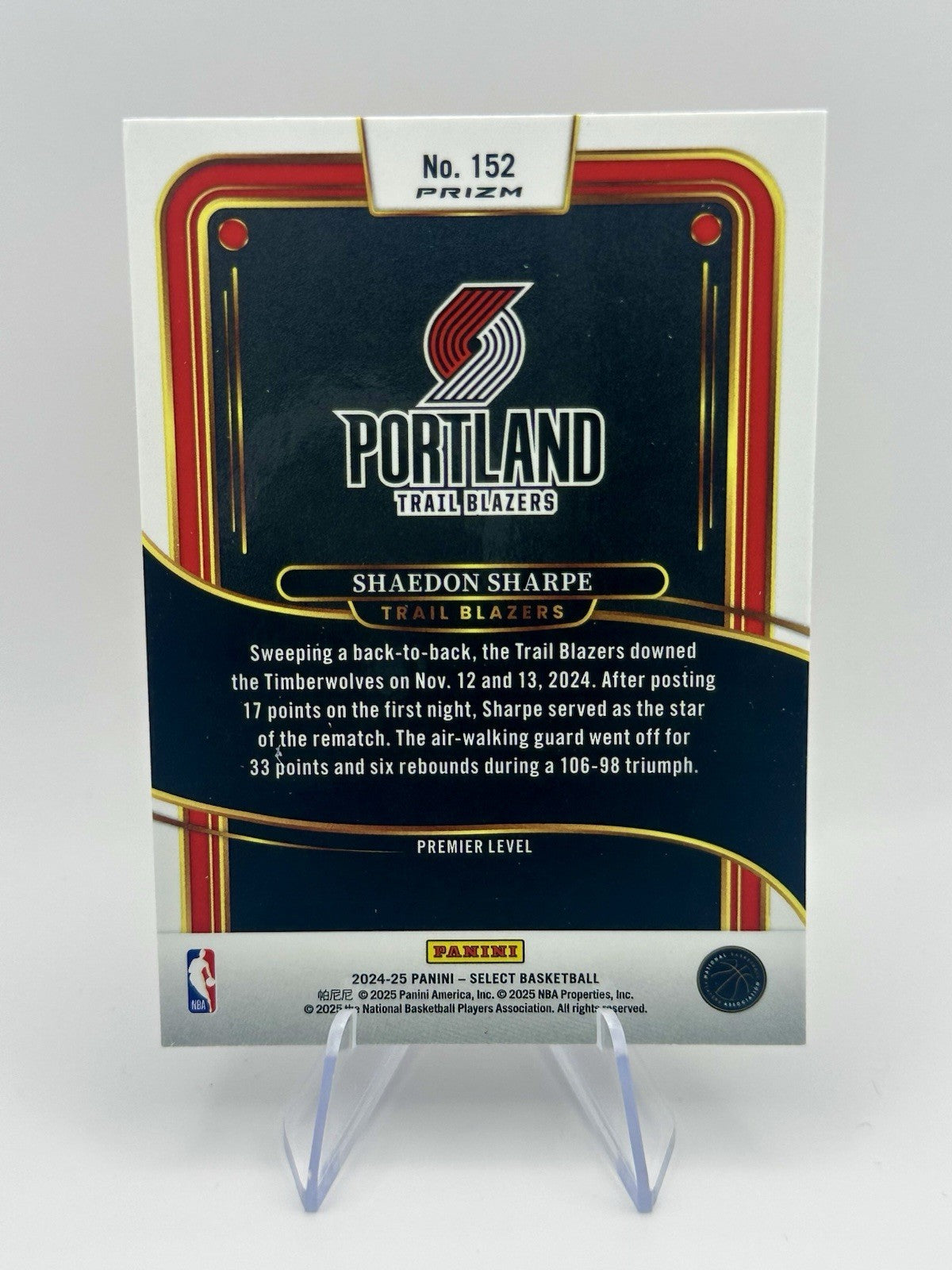 2024-25 Select Shaedon Sharpe Silver Prizm Portland Trailblazersrtland NBA Card