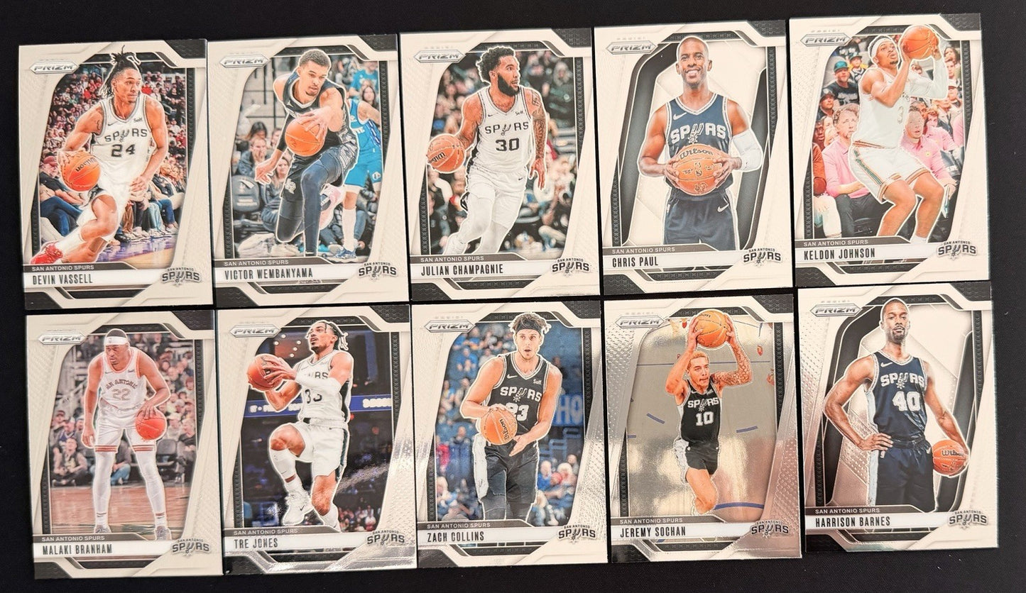 2024-25 Panini Prizm San Antonio Spurs Team Lot Wembanyama Paul NBA Card