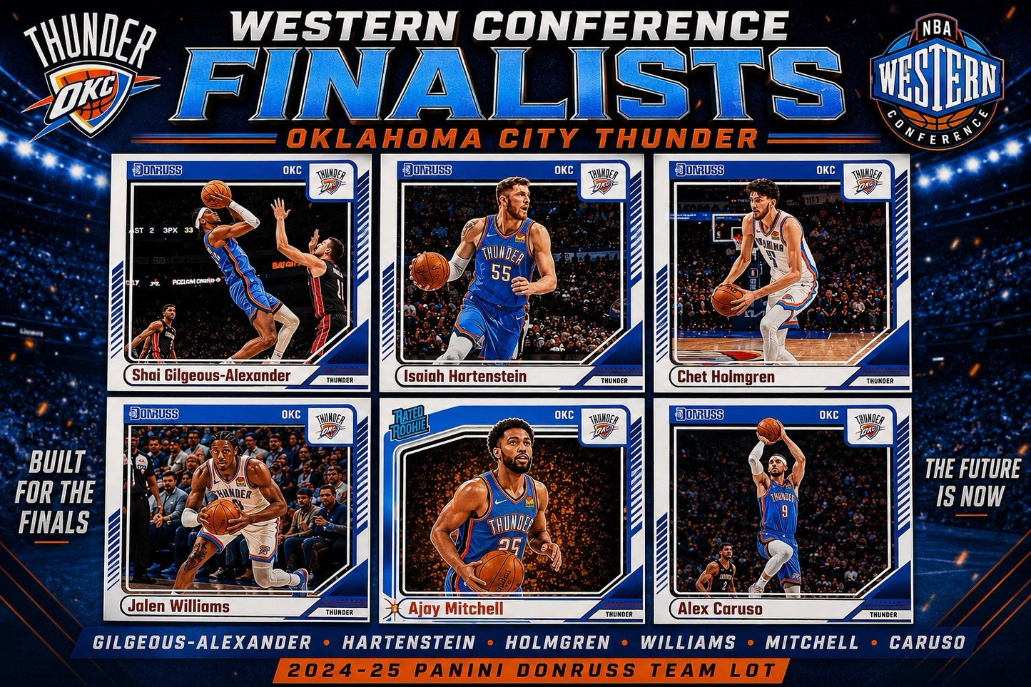 2024-25 Panini Donruss OKC Thunder Team Lot SGA Holmgren Williams Finals