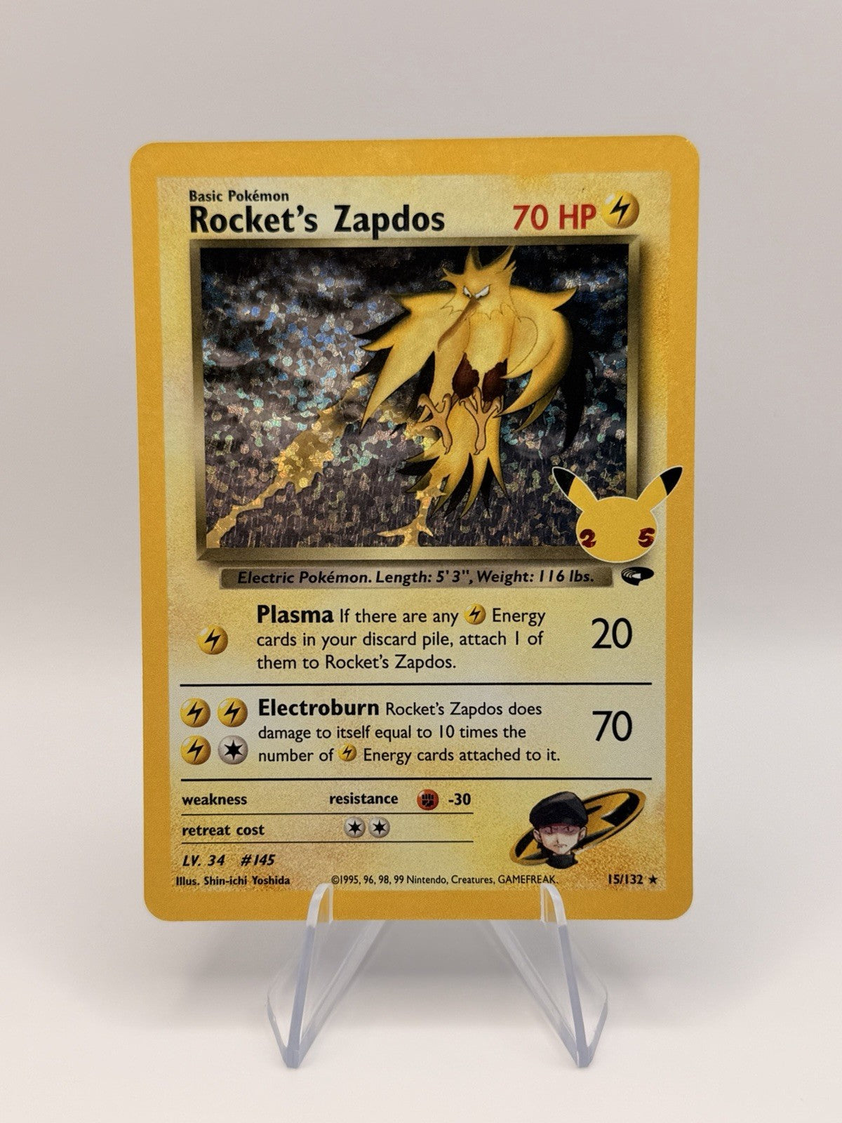 2021 Pokémon Celebrations Rocket’s Zapdos Holo Rare 15/132 25th Anniversary