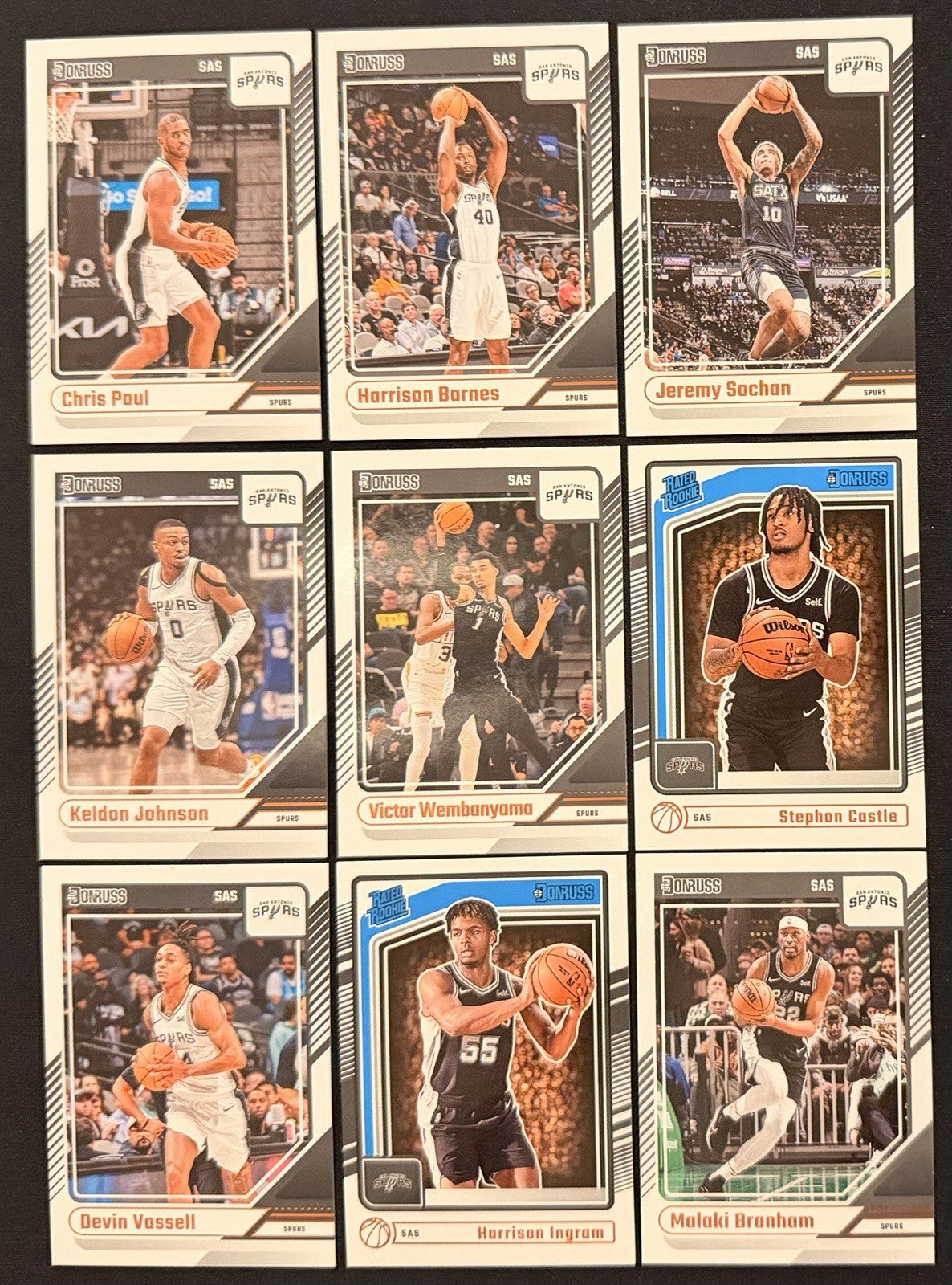 2024-25 Donruss San Antonio Spurs Team Lot Wembanyama Castle RC Ingram NBA Card