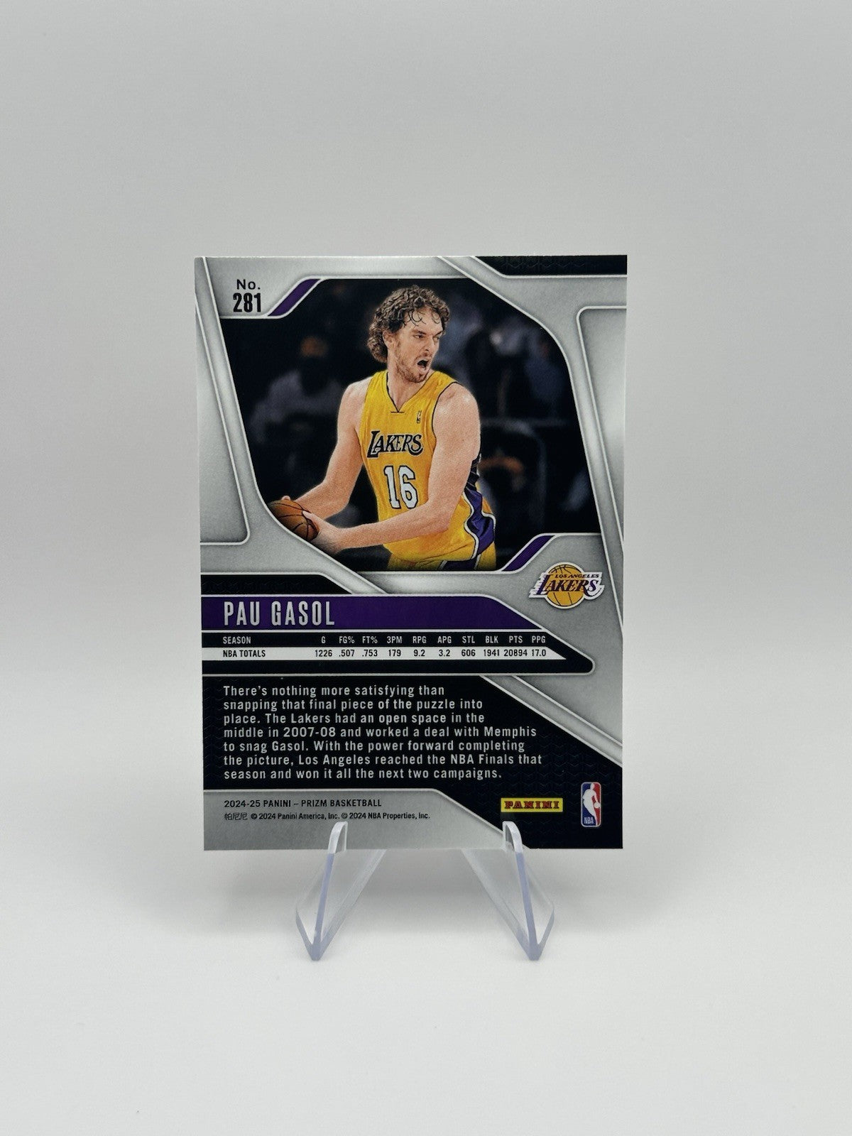 2024-25 Panini Prizm Pau Gasol #281 Los Angeles Lakers Legends NBA Card