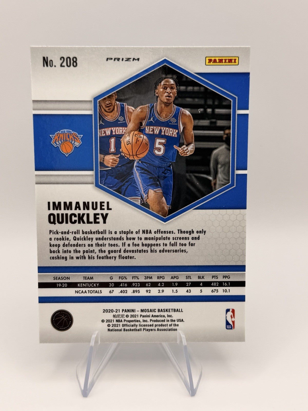2020-21 Panini Mosaic Immanuel Quickley Blue Reactive Rookie RC Knicks #208