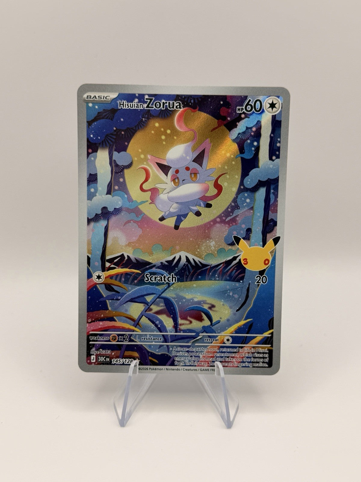 Hisuian Zorua 145/128 Illustration Rare 30th Celebration Pokémon TCG English
